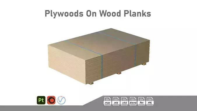 Stack Of Plywoods On Wood Planks 3D model