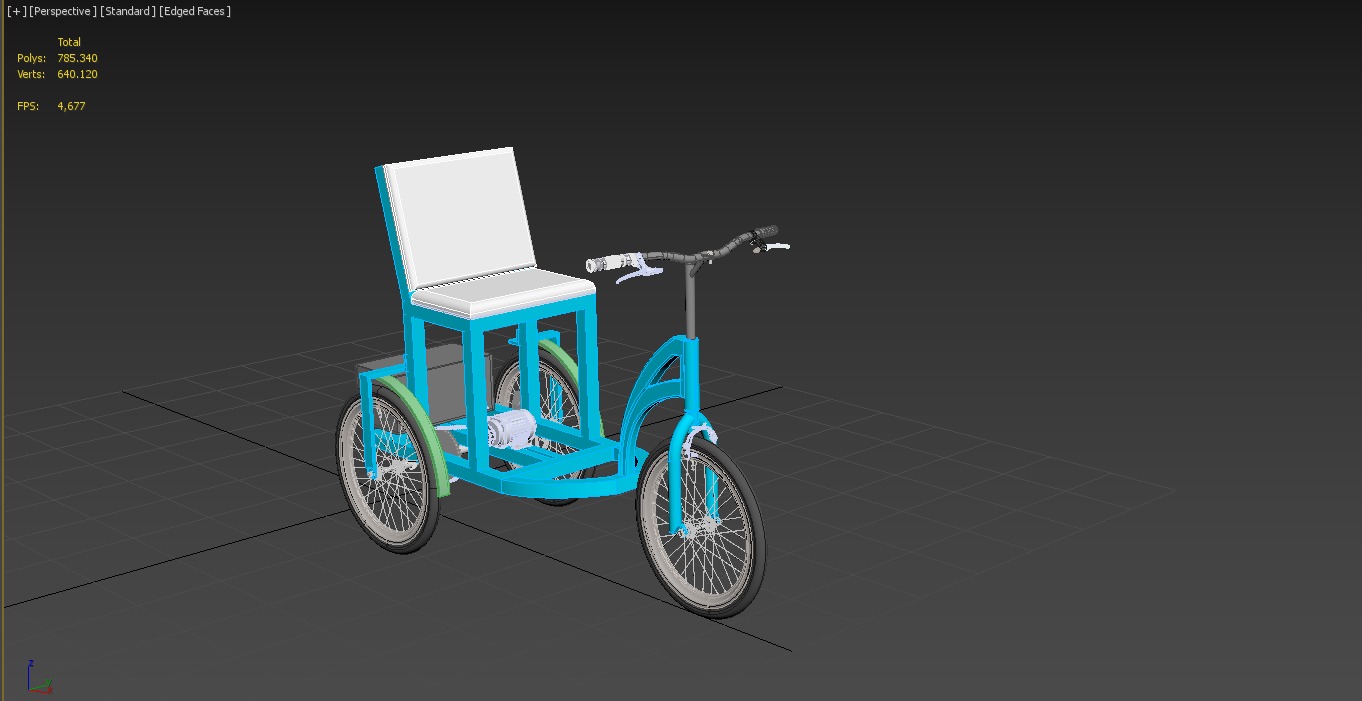 ELECTRIC TRICYCLE TRIKE 3 WHEEL BIKE BICYCLE FOR DISABLED EV 3D model_16