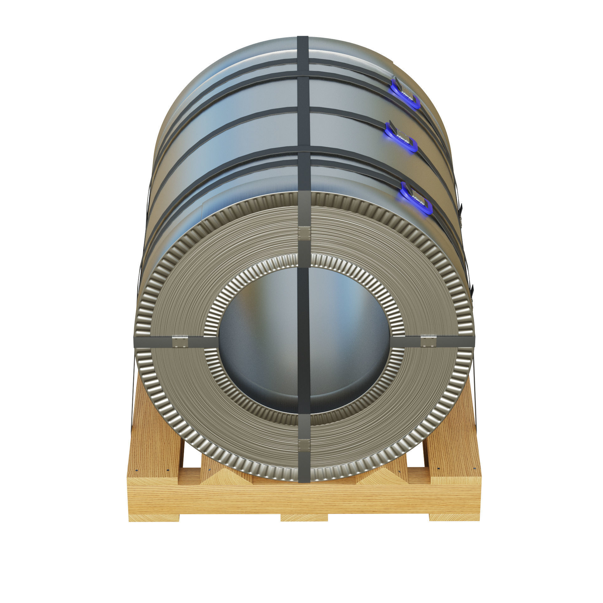 Steel Coil and Wooden Pallet 3D model_6