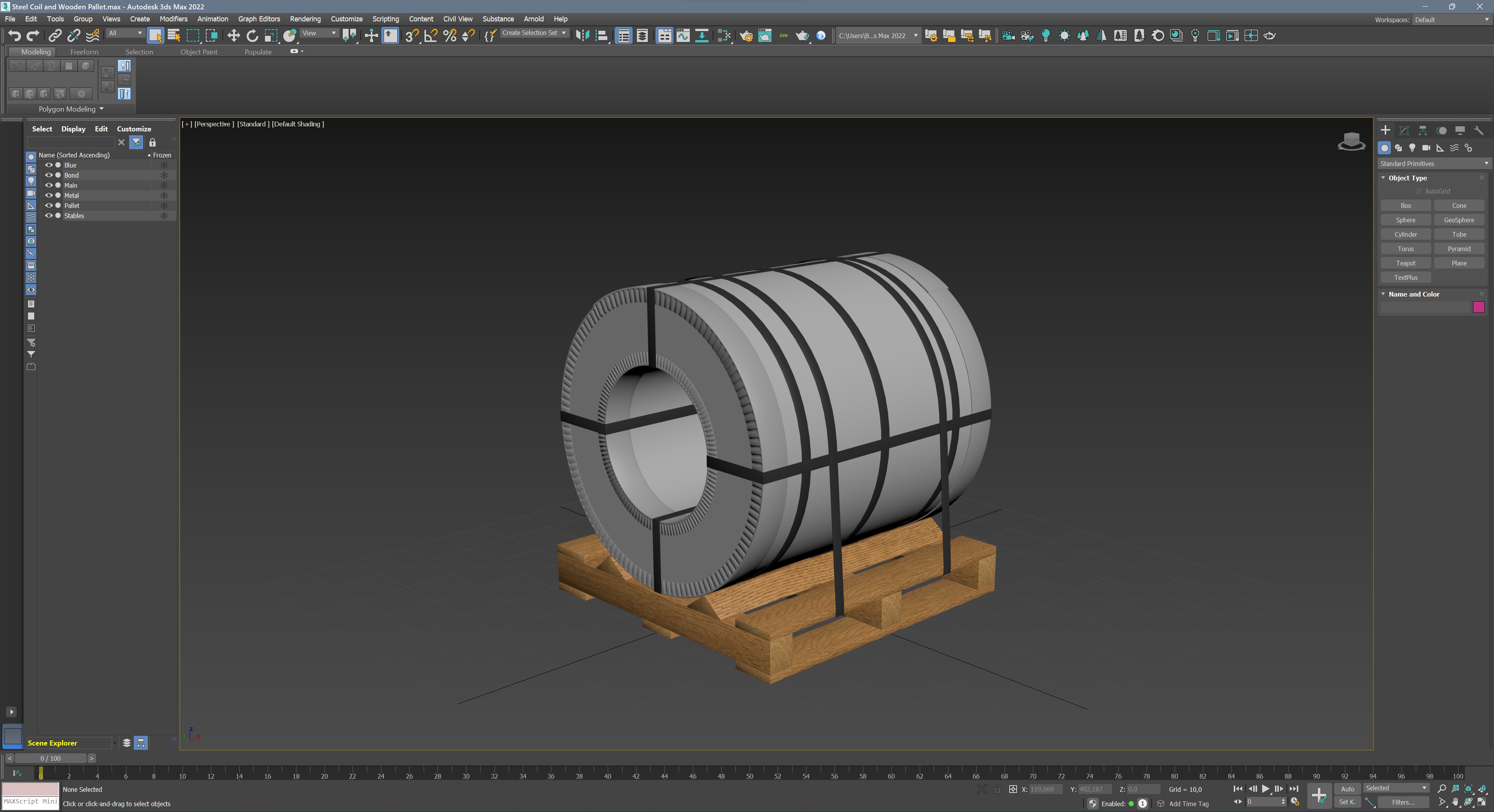Steel Coil and Wooden Pallet 3D model_14