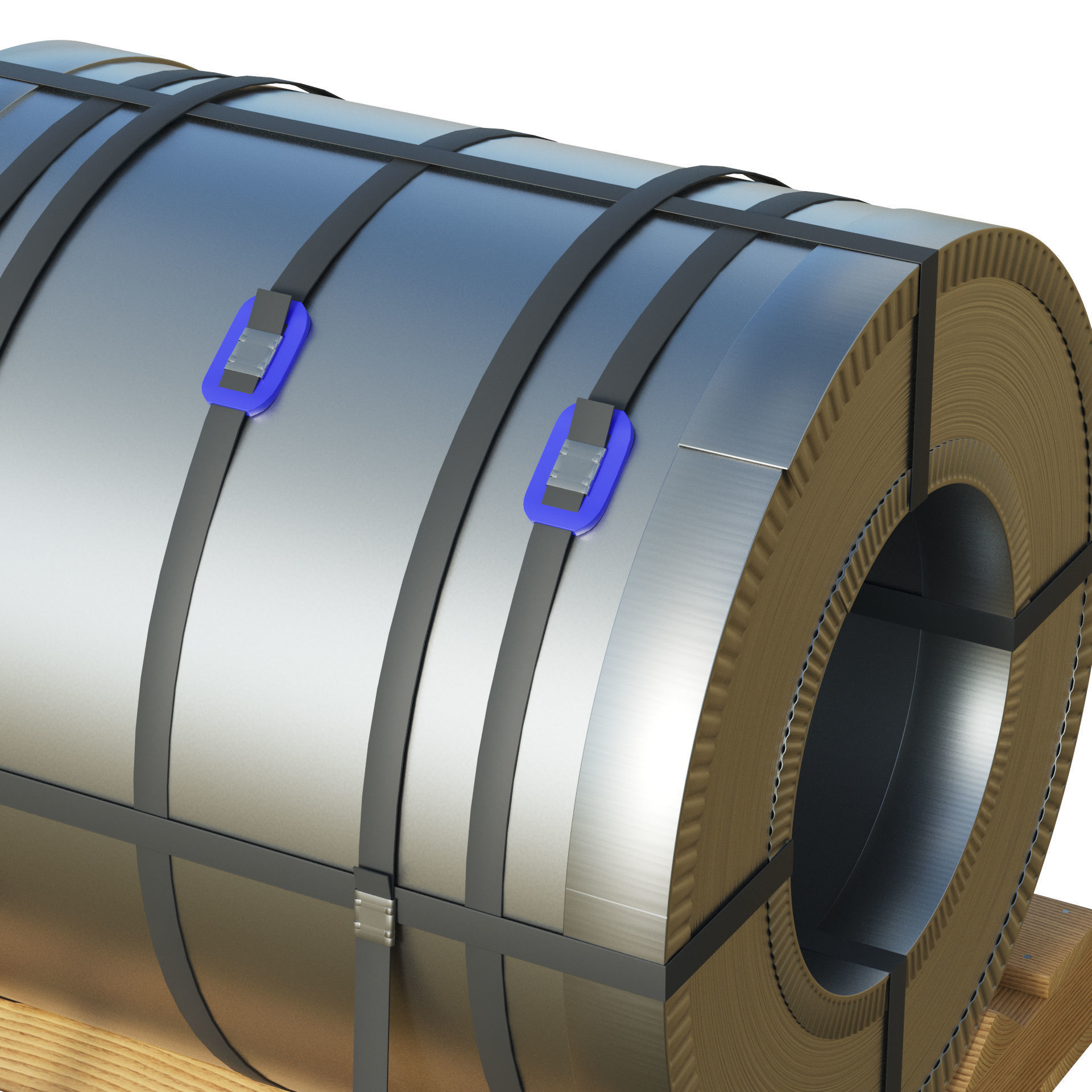 Steel Coil and Wooden Pallet 3D model_8