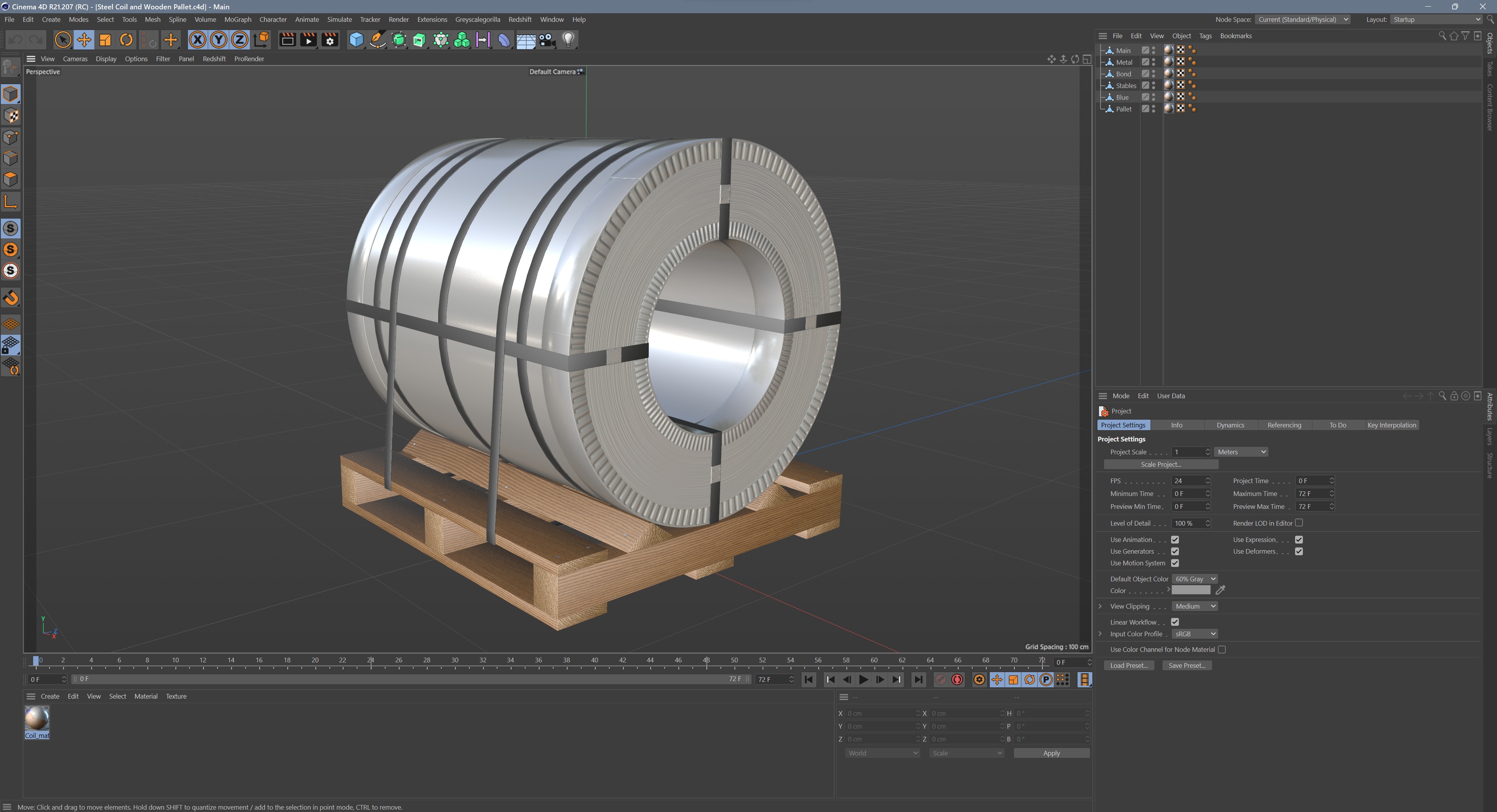 Steel Coil and Wooden Pallet 3D model_13