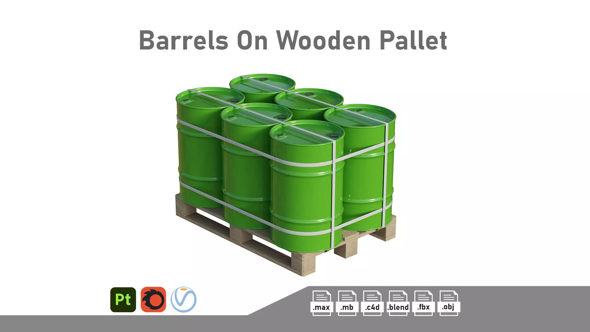 Barrels On Wooden Pallet 3D model