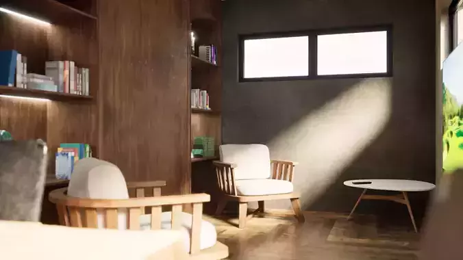 Wooden Frame Chair with Plush Cushions