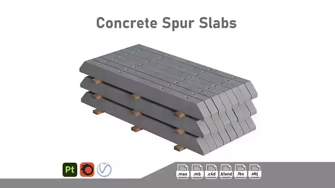 Stacked Concrete Spur Slabs 3D model