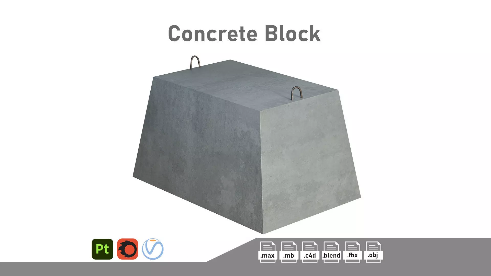 Concrete Block 3D model_0