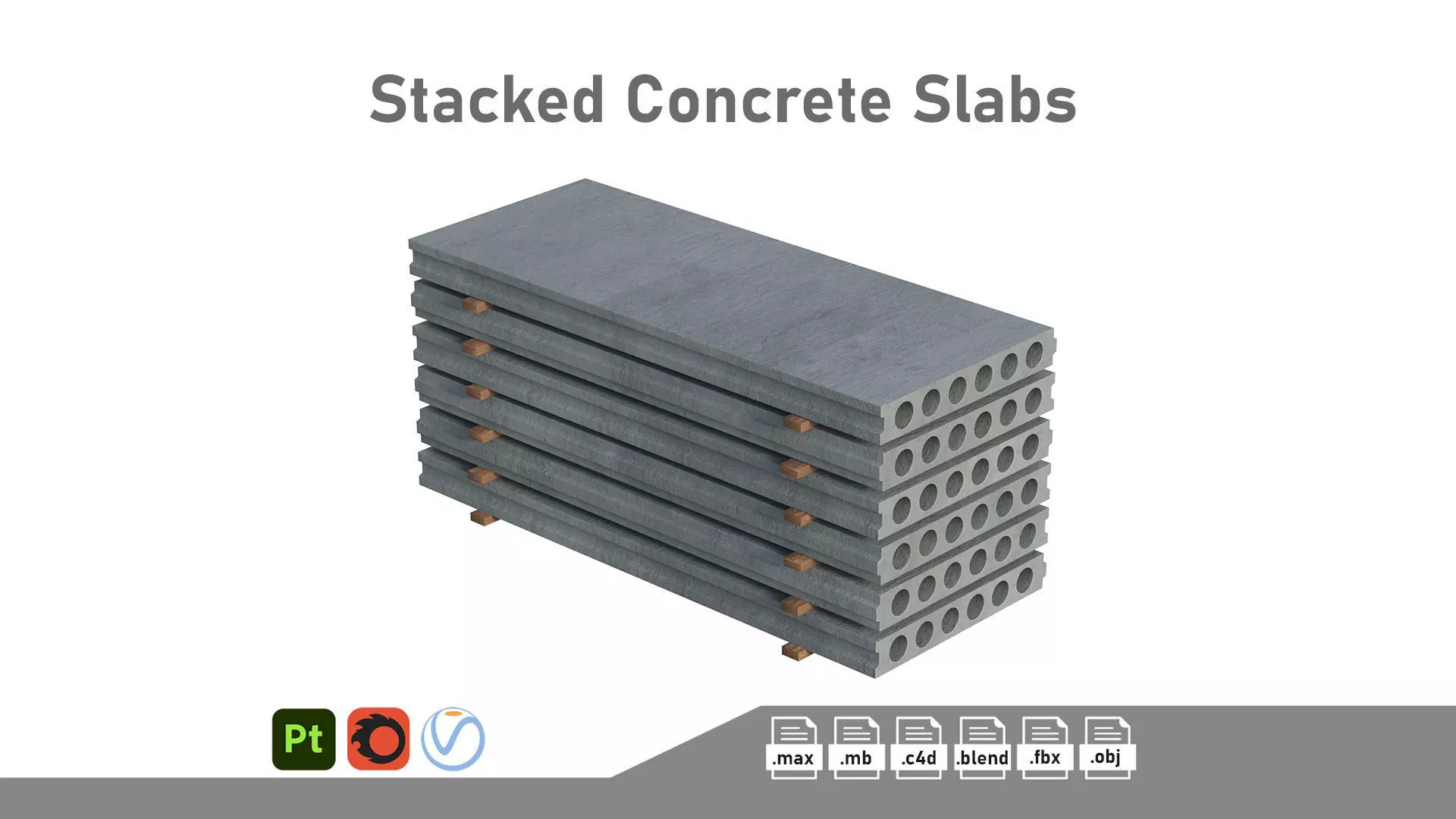 Stacked Concrete Slabs 3D model_0