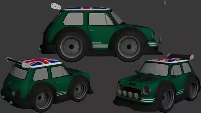 cartoon car vehicle 3d game ready model Low-poly 3D model-012