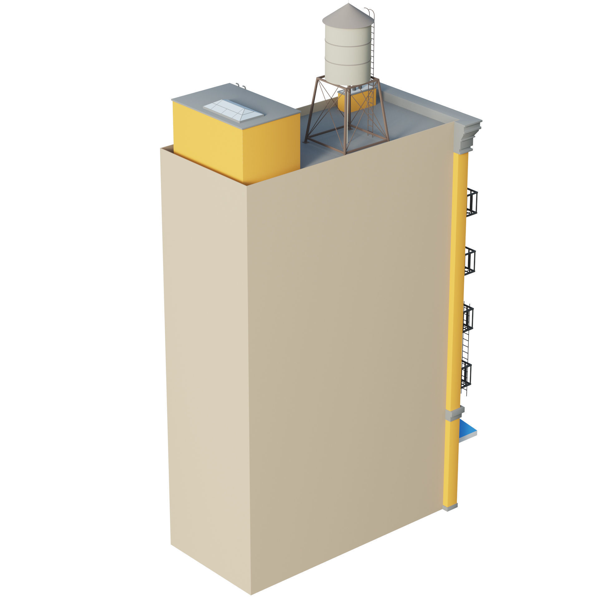 Apartment Building 3 Low-poly 3D model_7