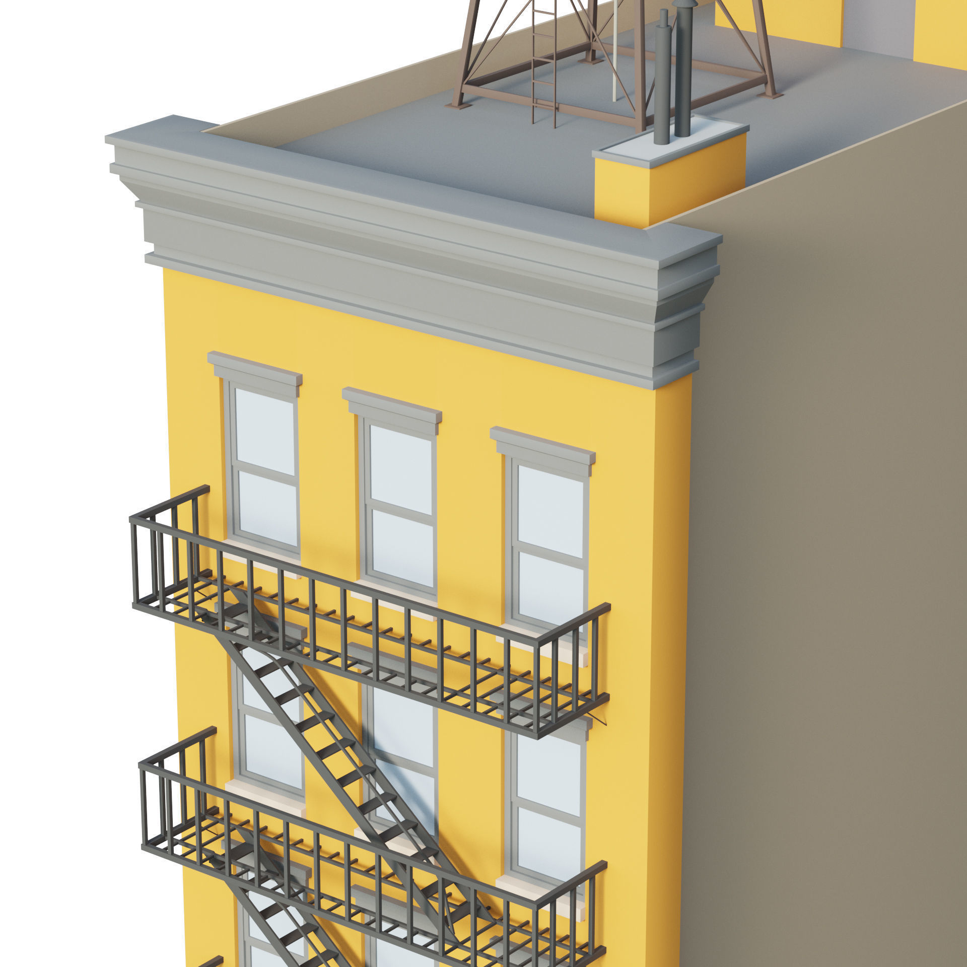 Apartment Building 3 Low-poly 3D model_2