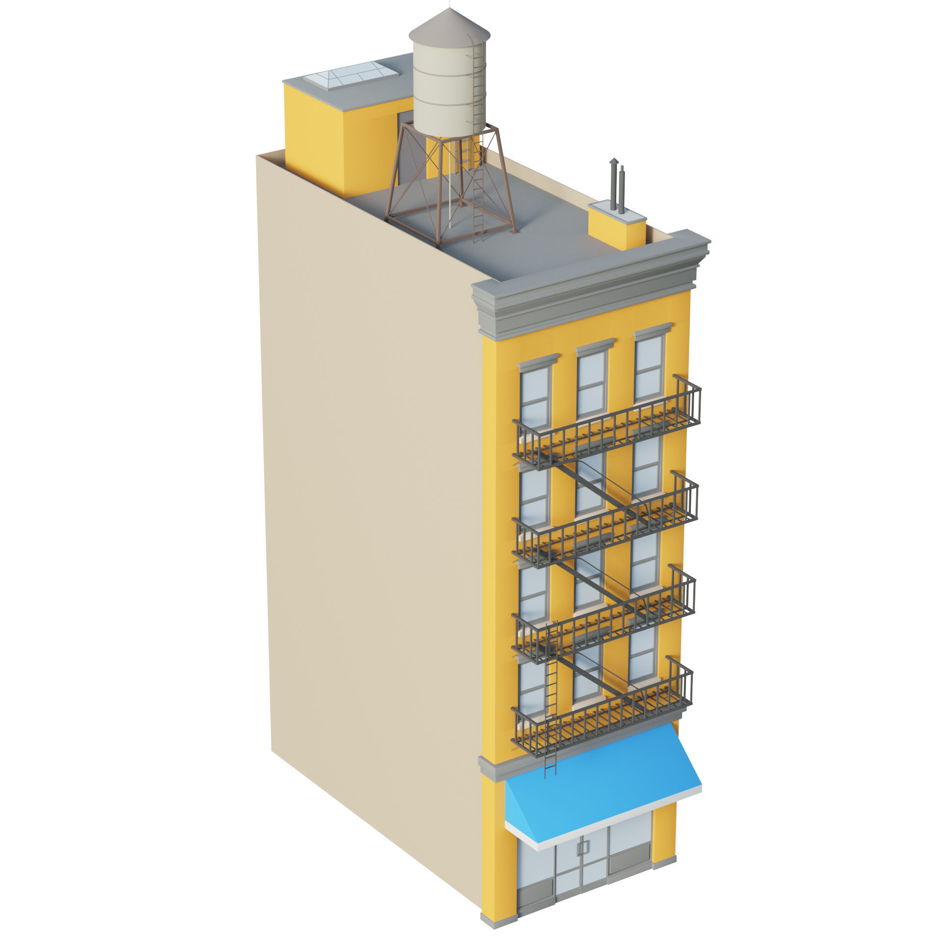 Apartment Building 3 Low-poly 3D model_9