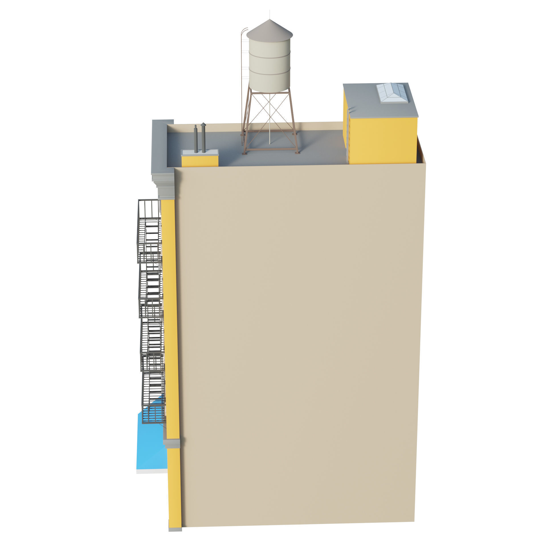 Apartment Building 3 Low-poly 3D model_6