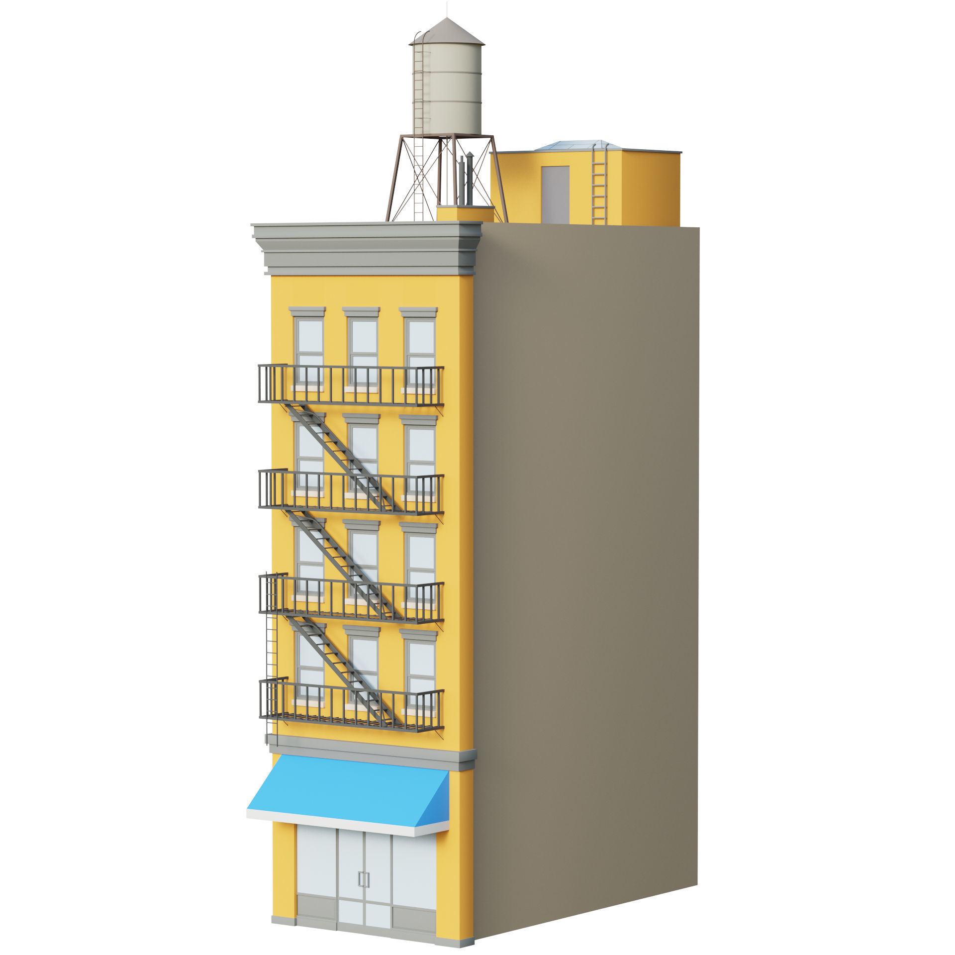 Apartment Building 3 Low-poly 3D model_5