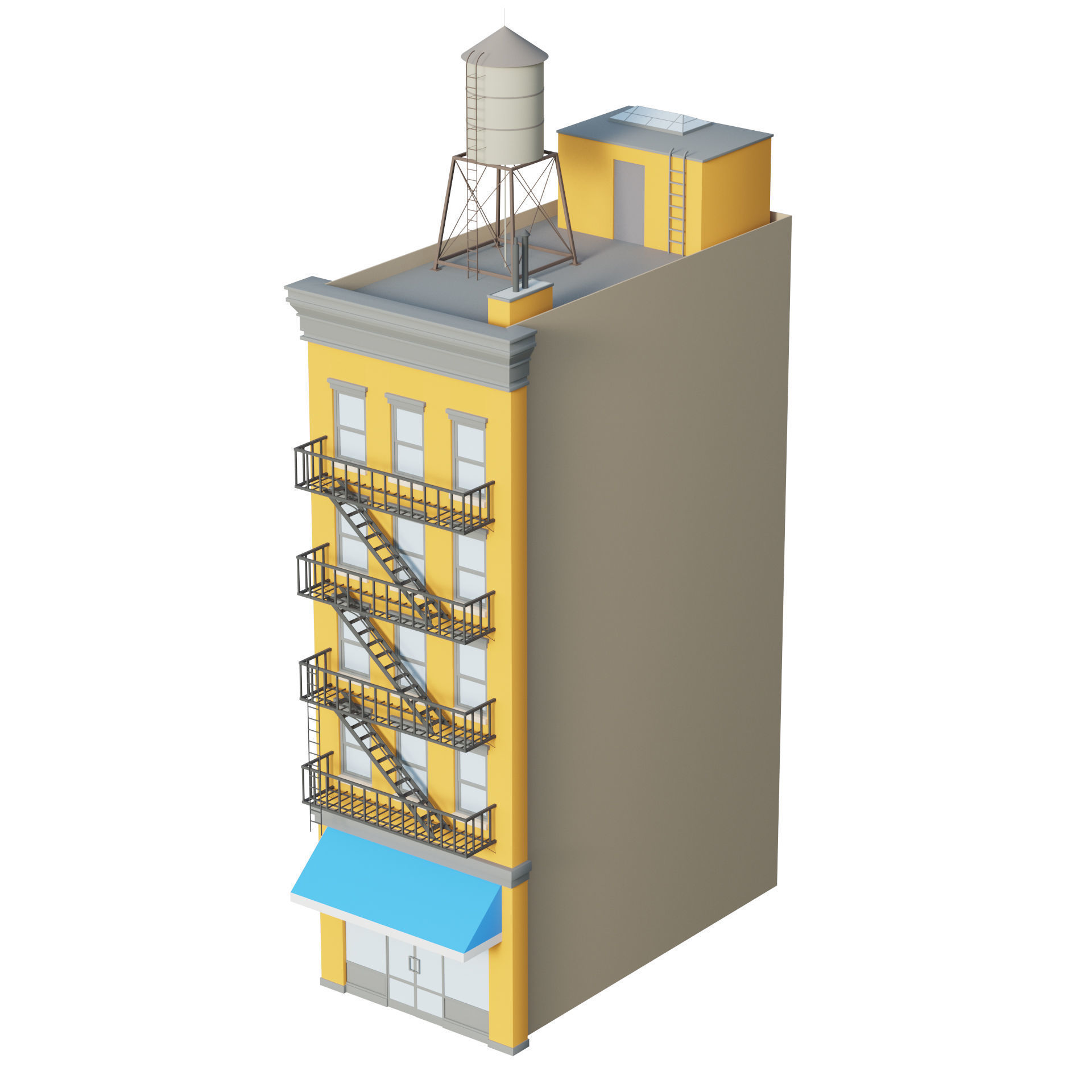 Apartment Building 3 Low-poly 3D model_1