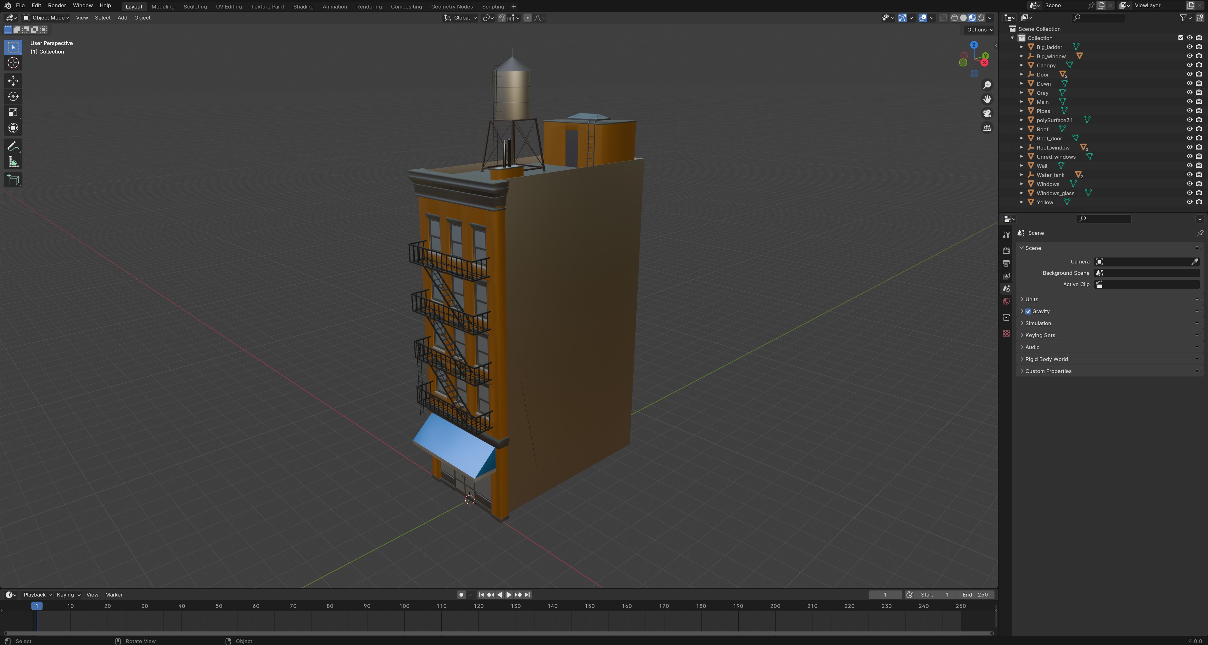 Apartment Building 3 Low-poly 3D model_11