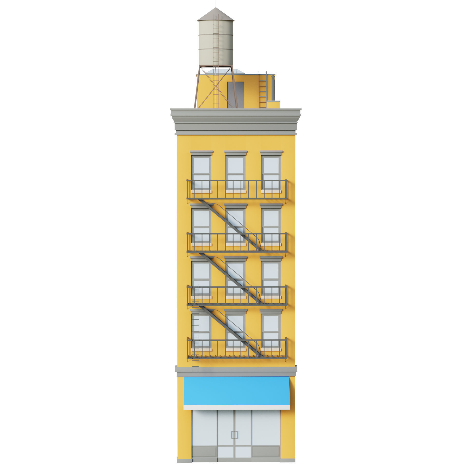 Apartment Building 3 Low-poly 3D model_4