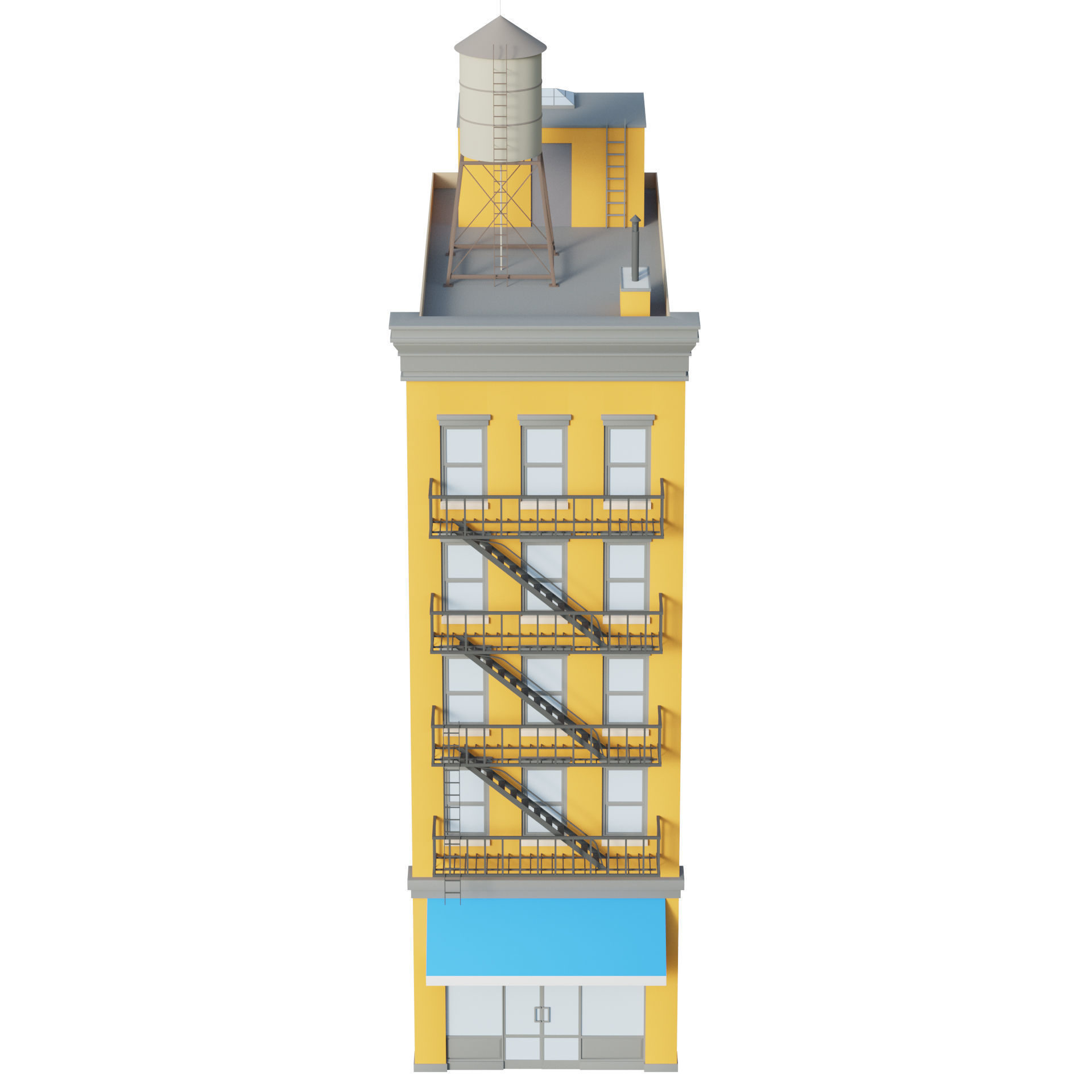 Apartment Building 3 Low-poly 3D model_3