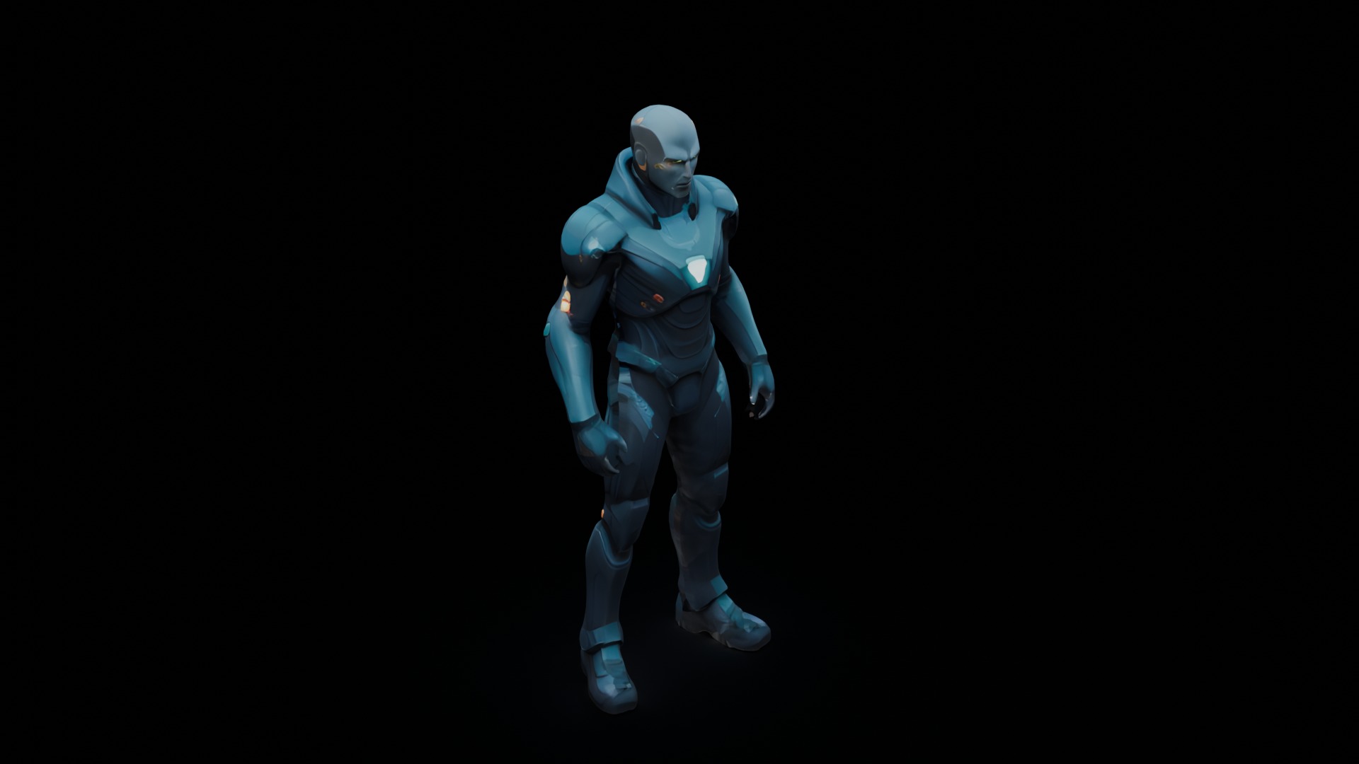 Sci-Fi Warrior Low-poly 3D model_7