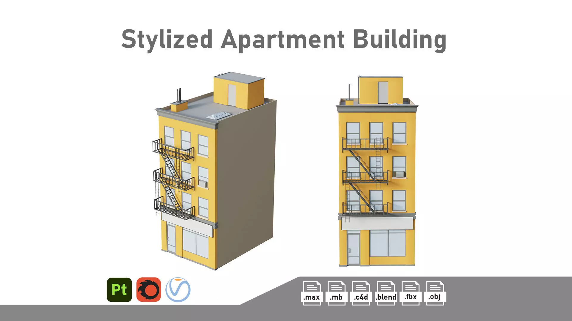 Apartment Building 5 Low-poly 3D model
