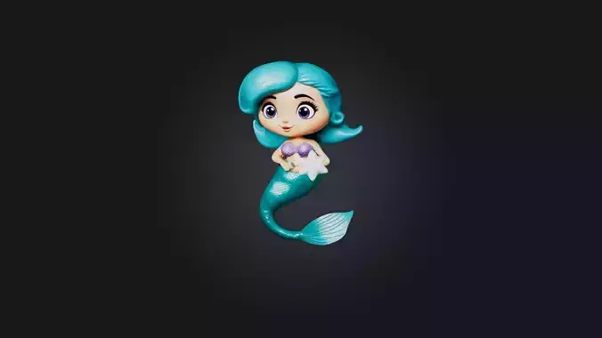 Cartoon Mermaid Low-poly 3D model