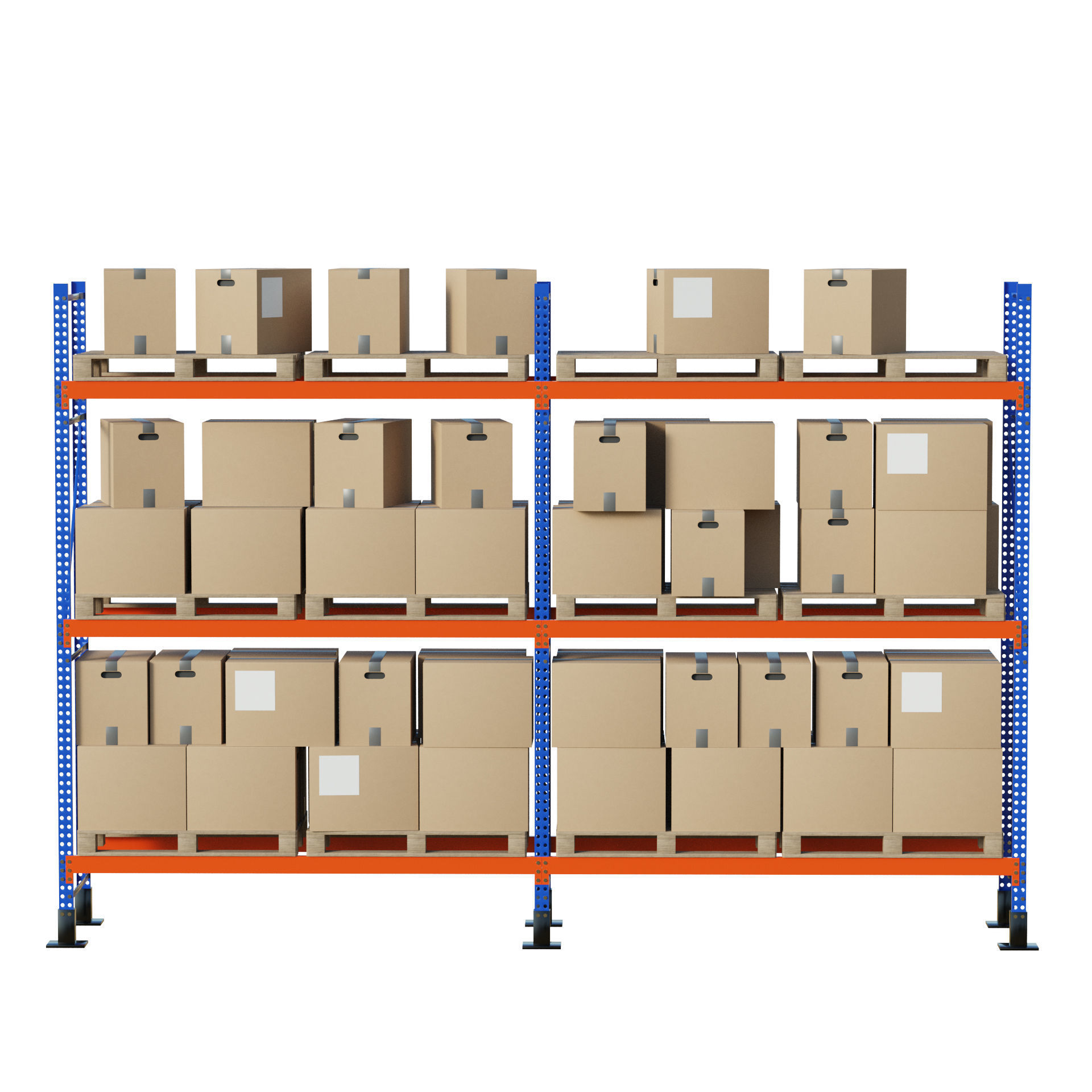 Metal Shelf Pallet Rack And Cardboard Boxes 3D model_3