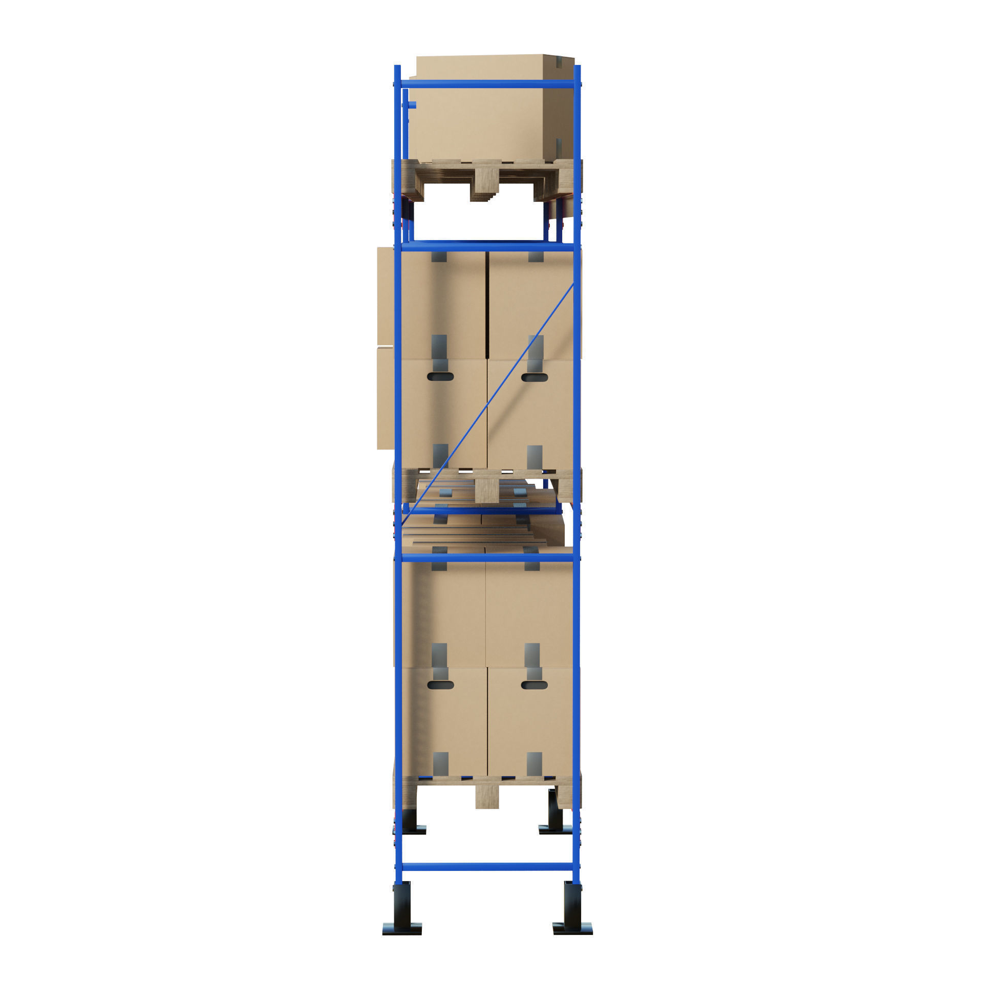 Metal Shelf Pallet Rack And Cardboard Boxes 3D model_7