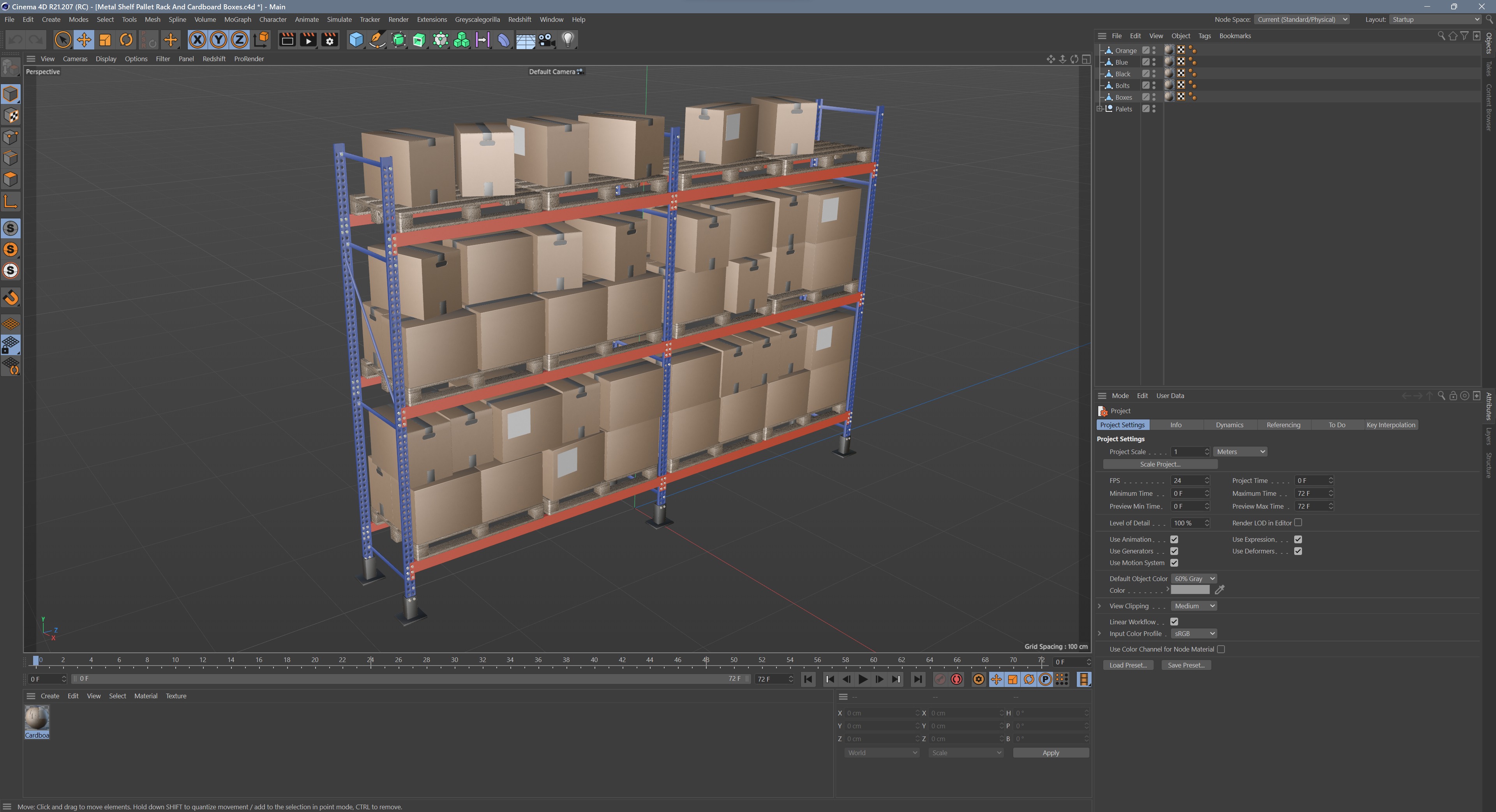 Metal Shelf Pallet Rack And Cardboard Boxes 3D model_11