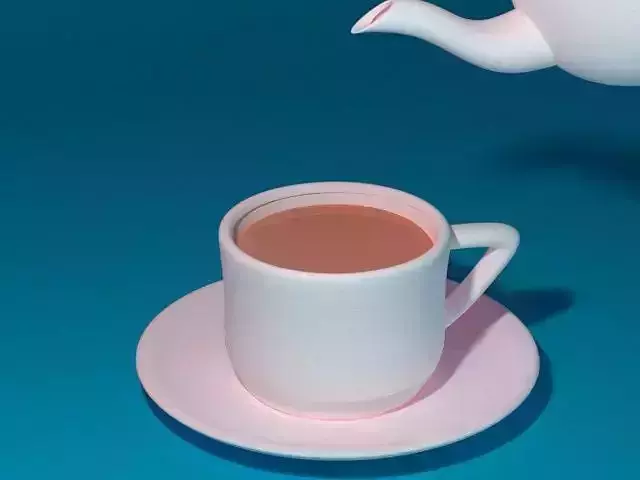 Cup With Tea Animation Low-poly 3D model