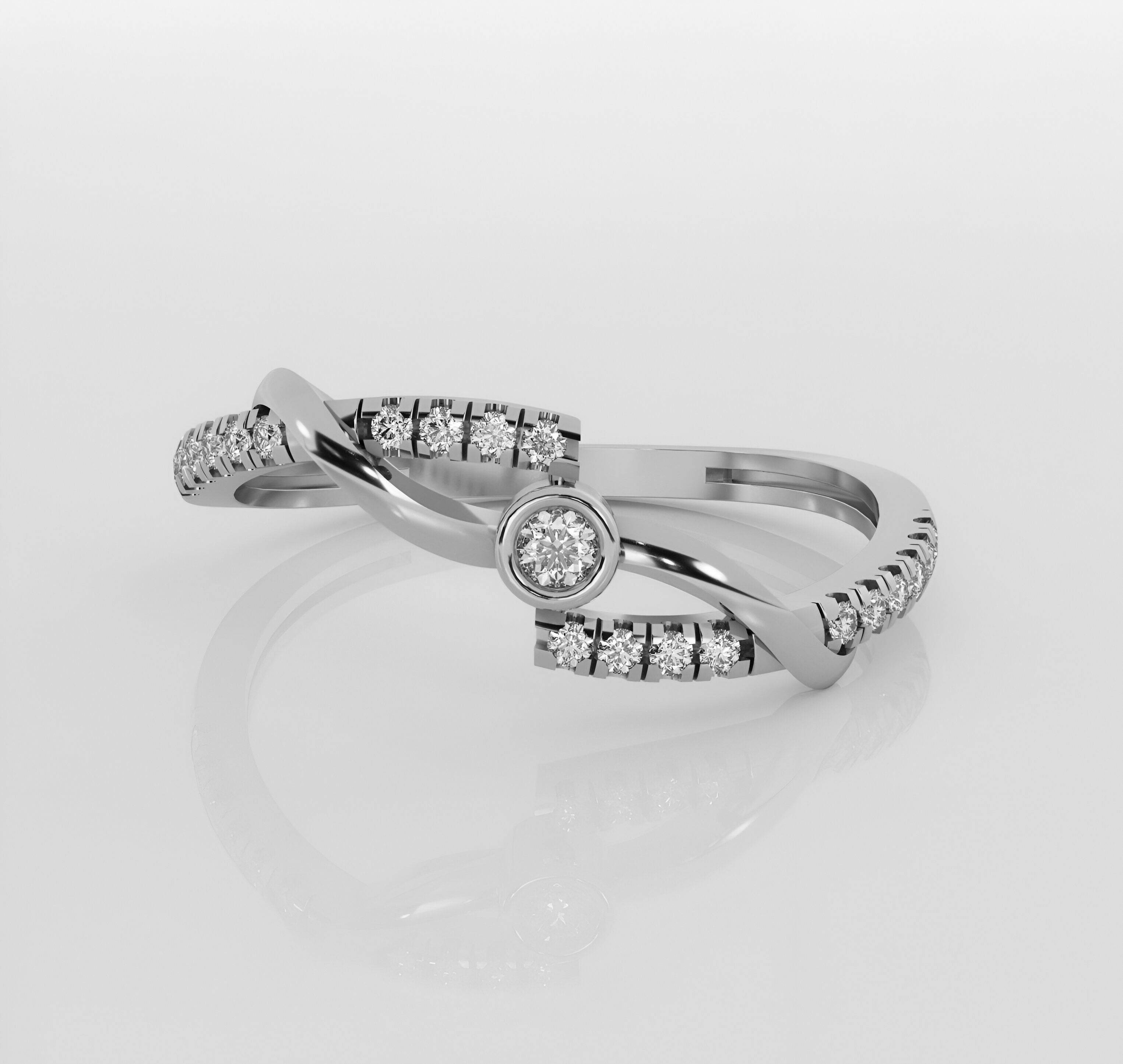 Italian diamond ring 3D print model_2