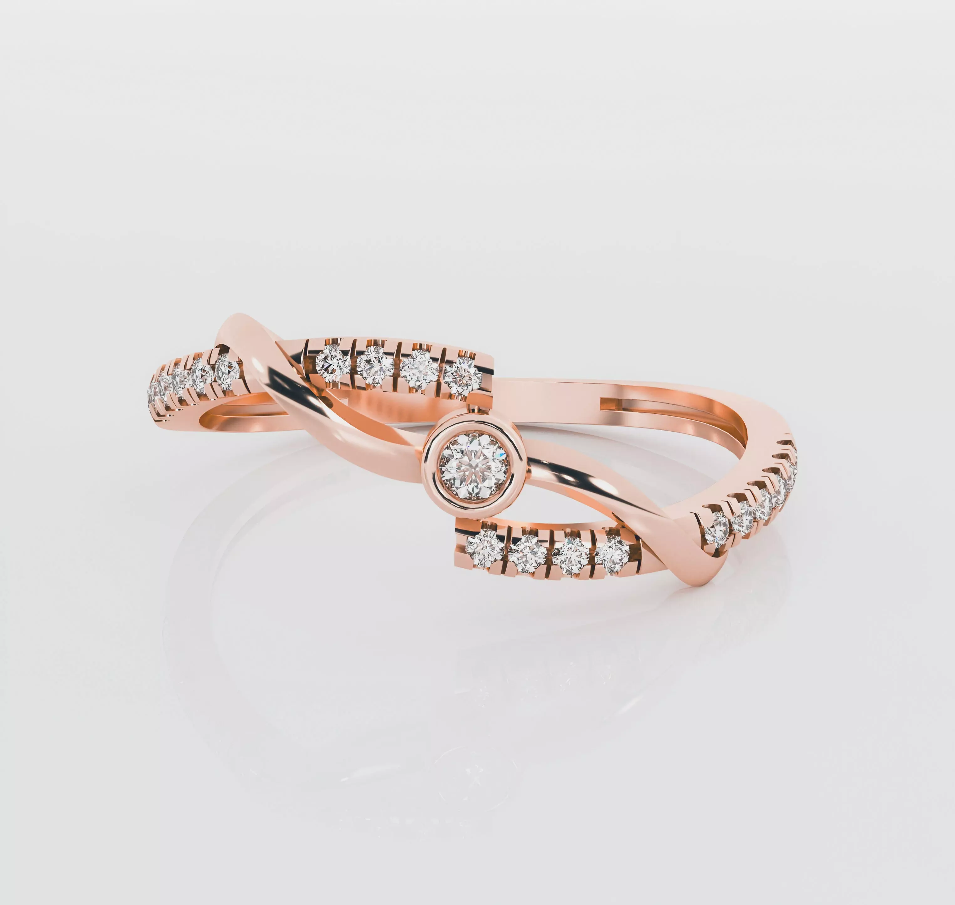 Italian diamond ring 3D print model_0