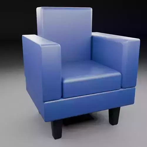 Low-poly Modern Blue Upholstered Sofa