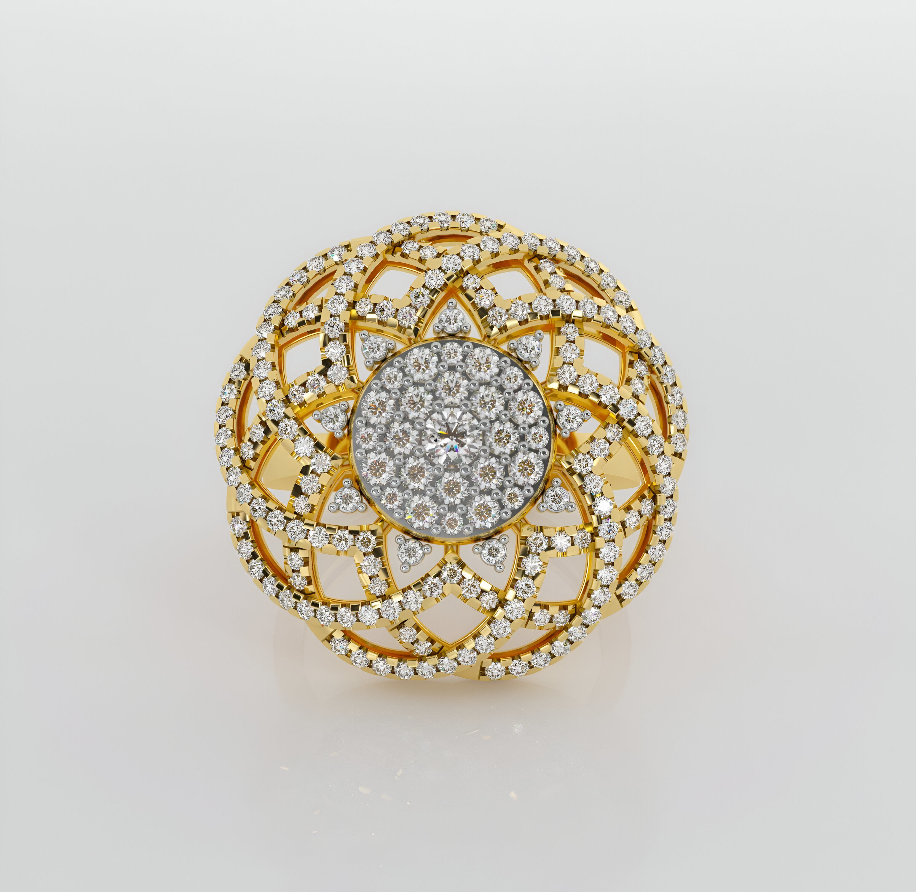 Italian Diamond Flower diamond ring 3D print model_1