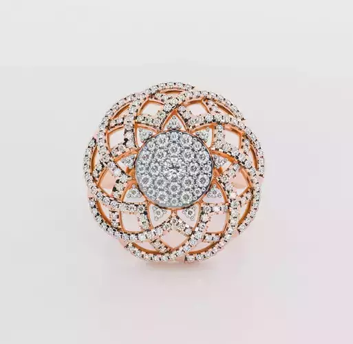 Italian Diamond Flower diamond ring 3D print model