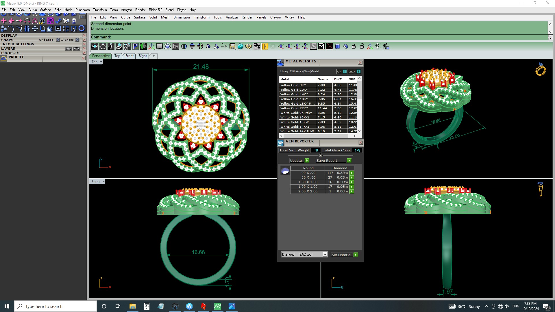 Italian Diamond Flower diamond ring 3D print model_3