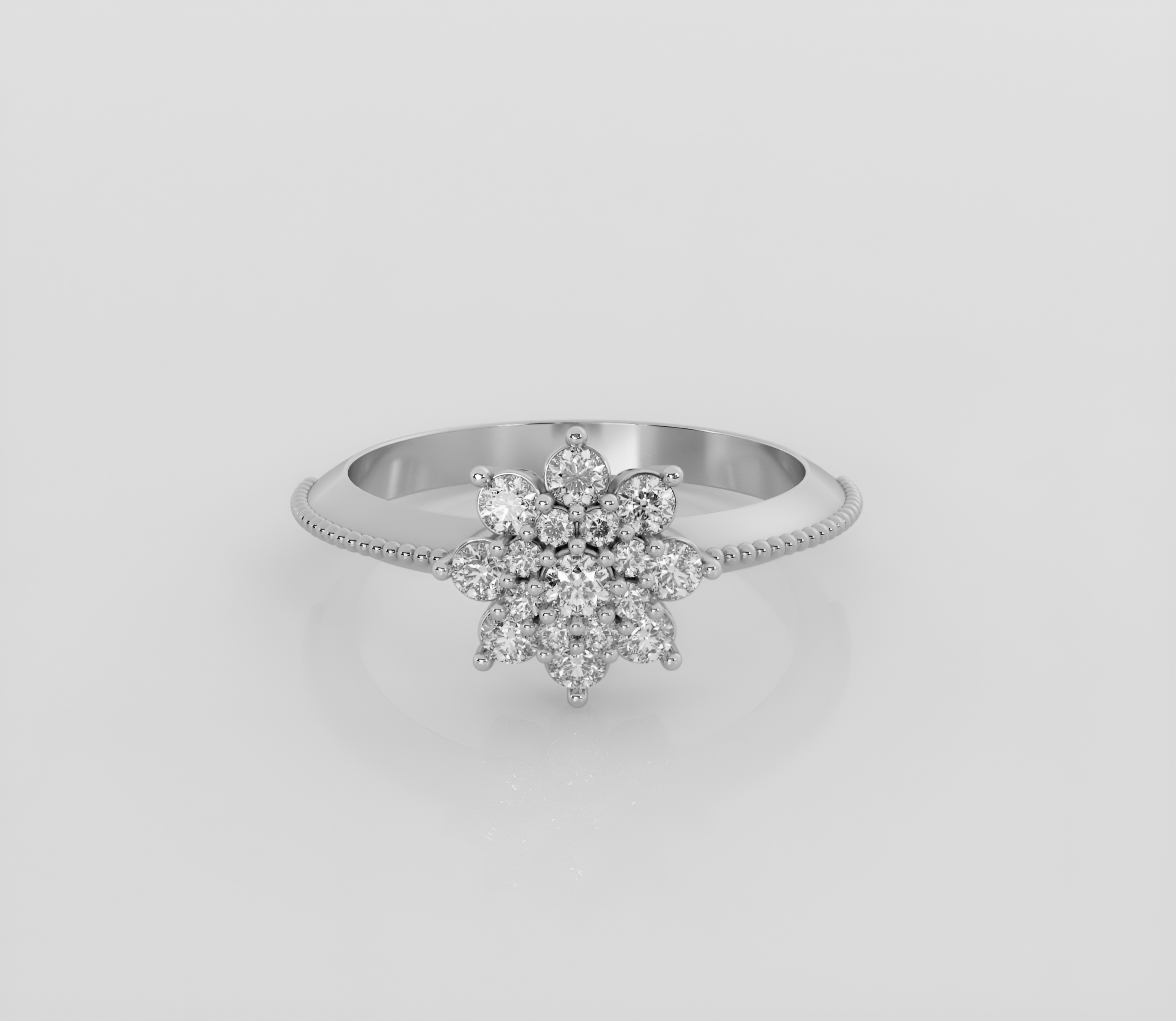 Flower diamond ring 3D print model_2