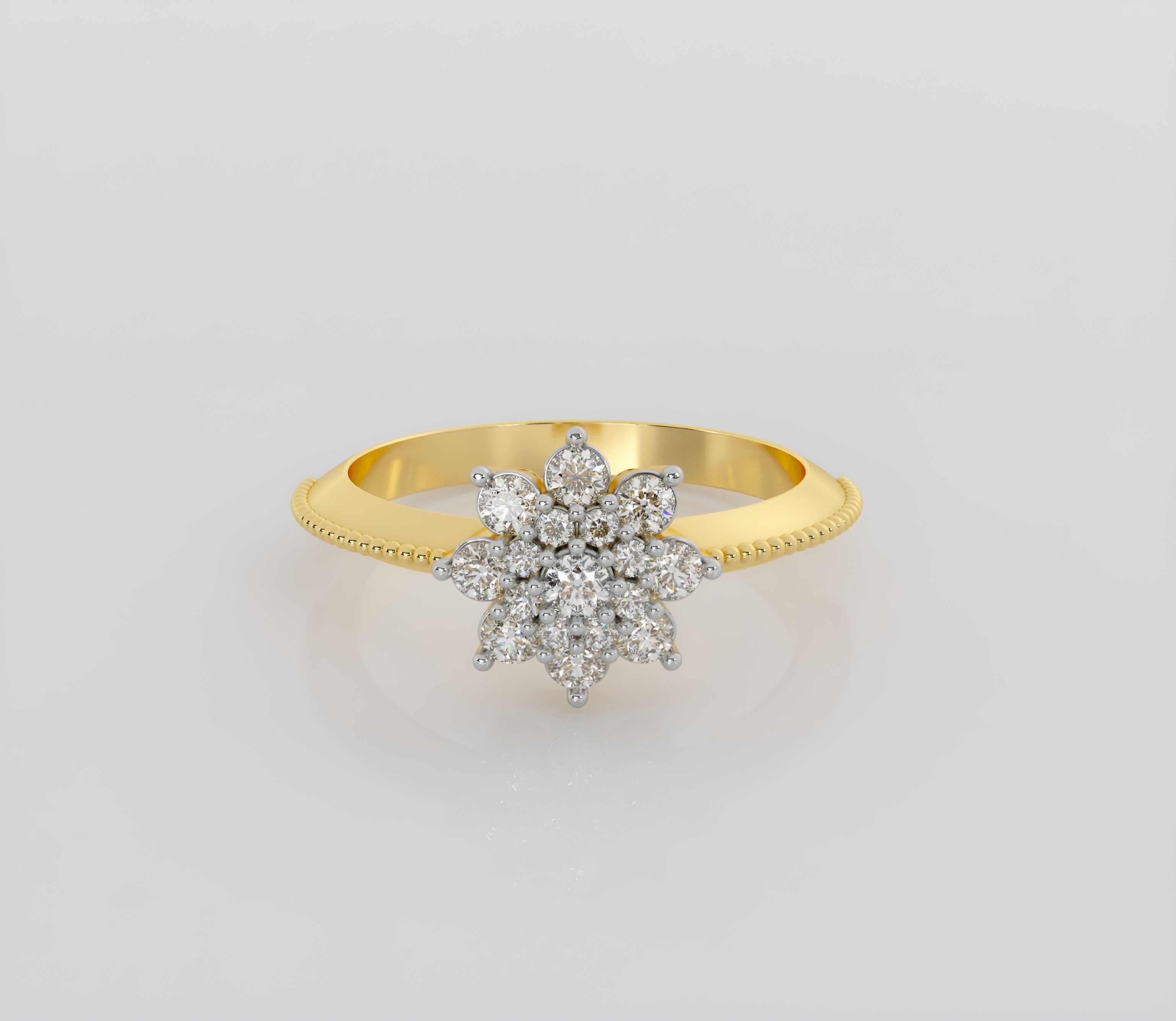 Flower diamond ring 3D print model_1