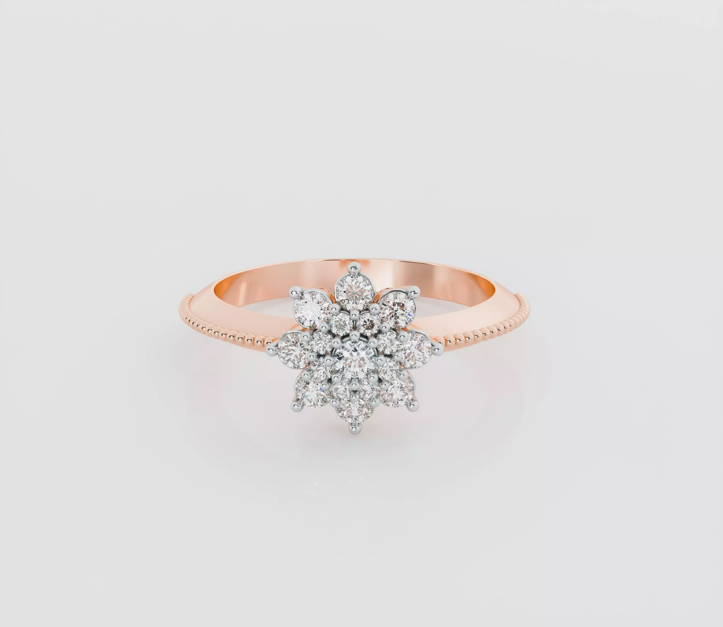 Flower diamond ring 3D print model_0