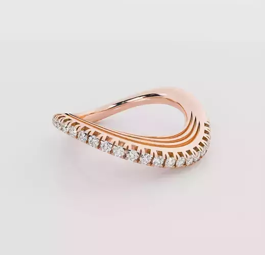 Curved Italian diamond ring 3D print model