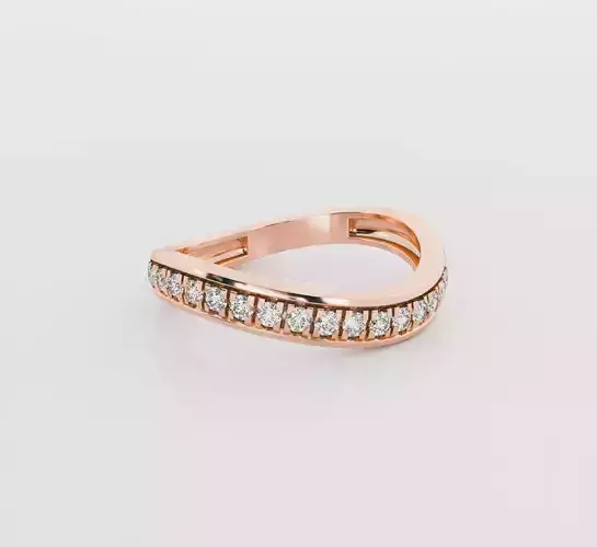 Curved Italian diamond ring 3D print model