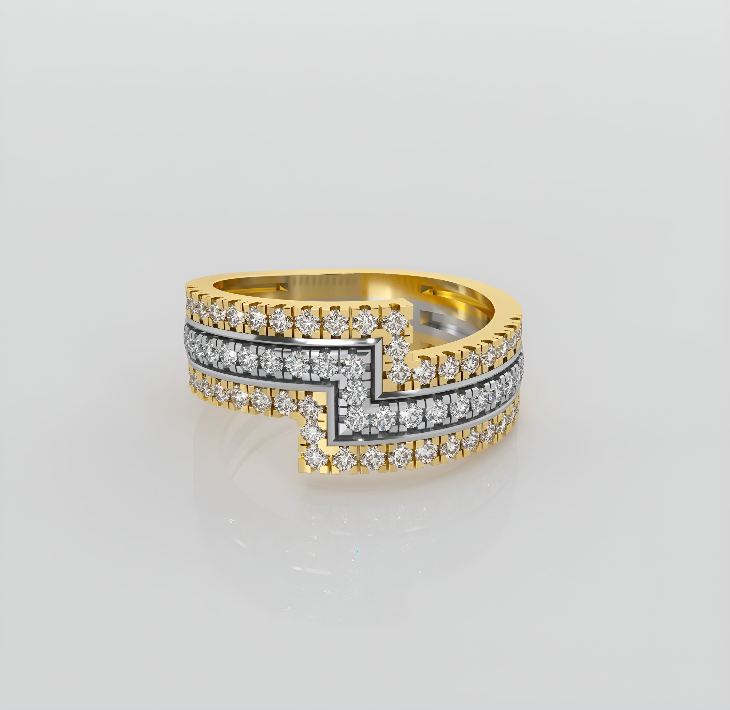 Steps Triplets diamond ring 3D print model_1
