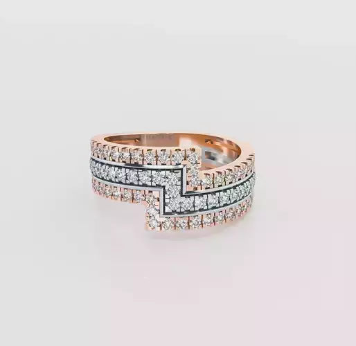 Steps Triplets diamond ring 3D print model