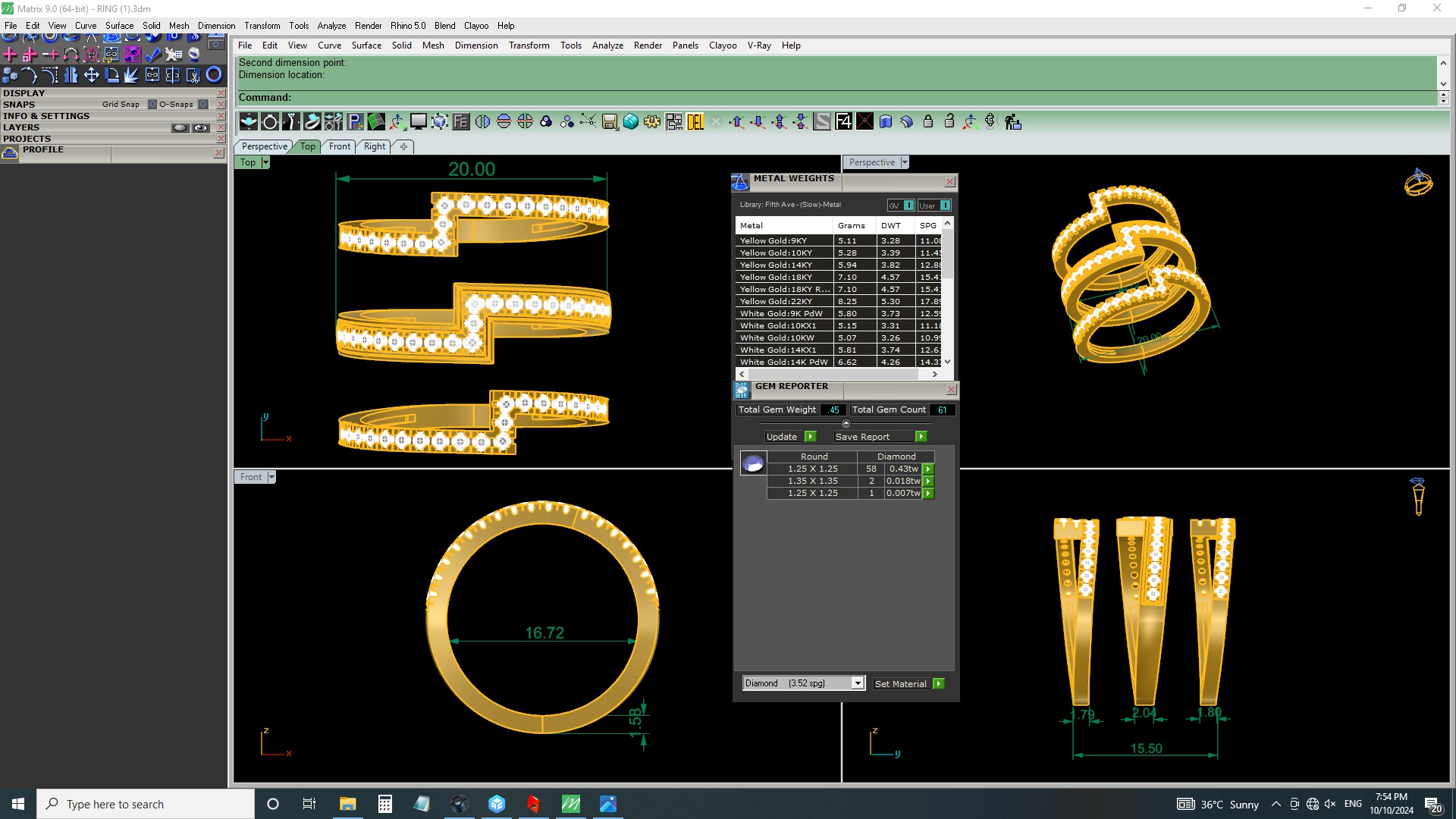 Steps Triplets diamond ring 3D print model_3