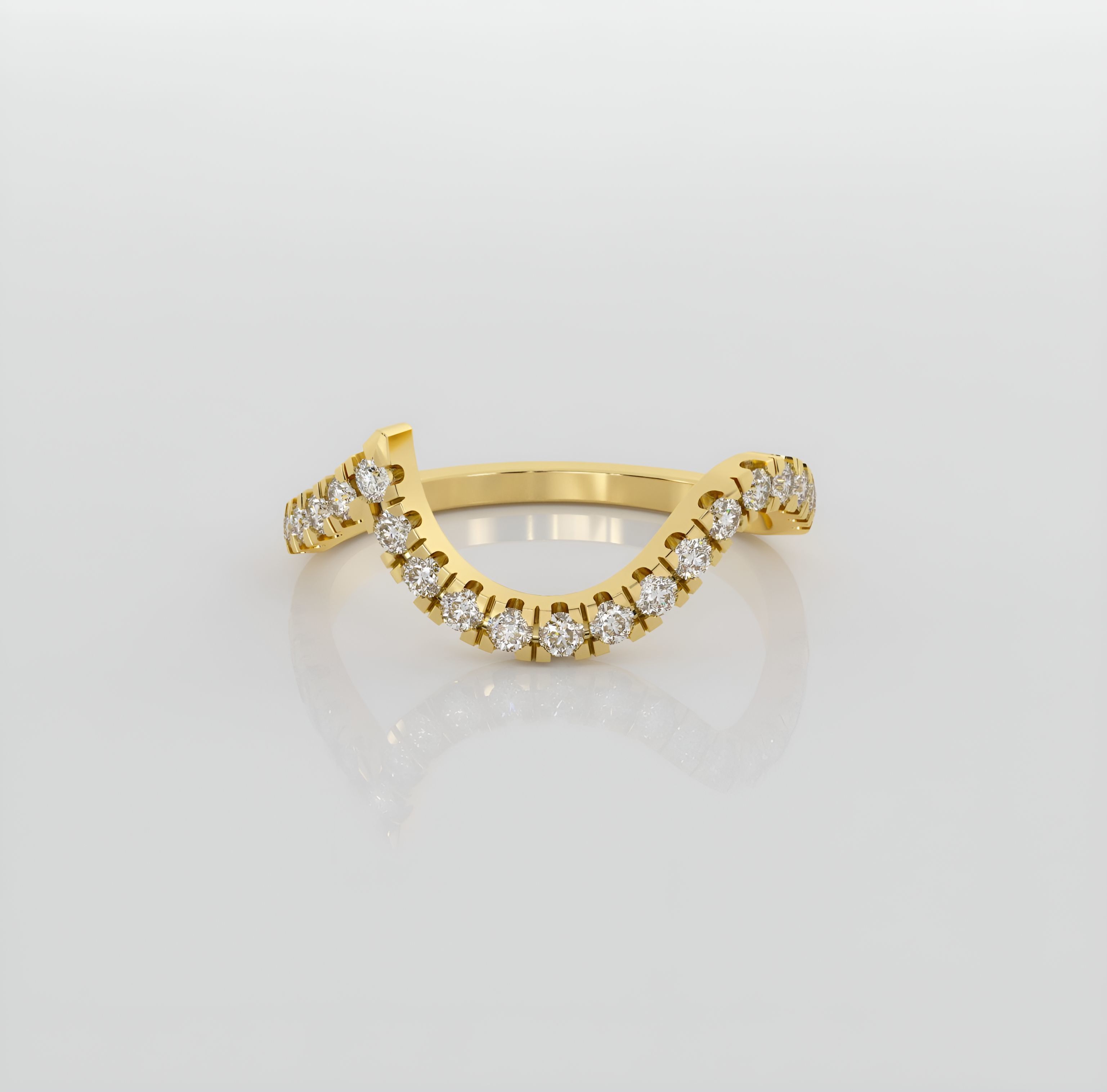 Curved Italian diamond ring 3D print model_1