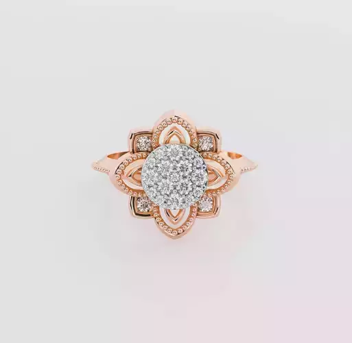 Flower Italian diamond ring 3D print model