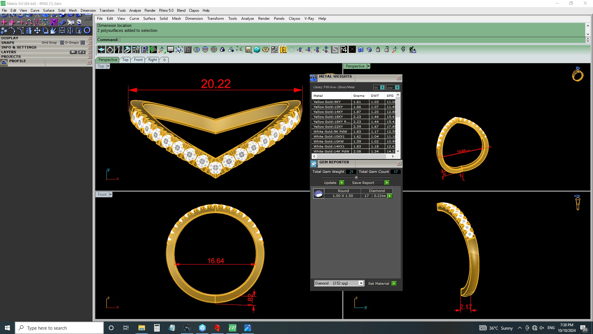 Curved Italian diamond ring 3D print model_3