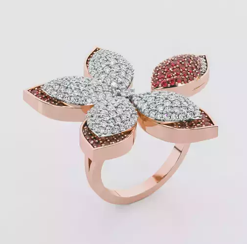 Flower Italian diamond ring 3D print model
