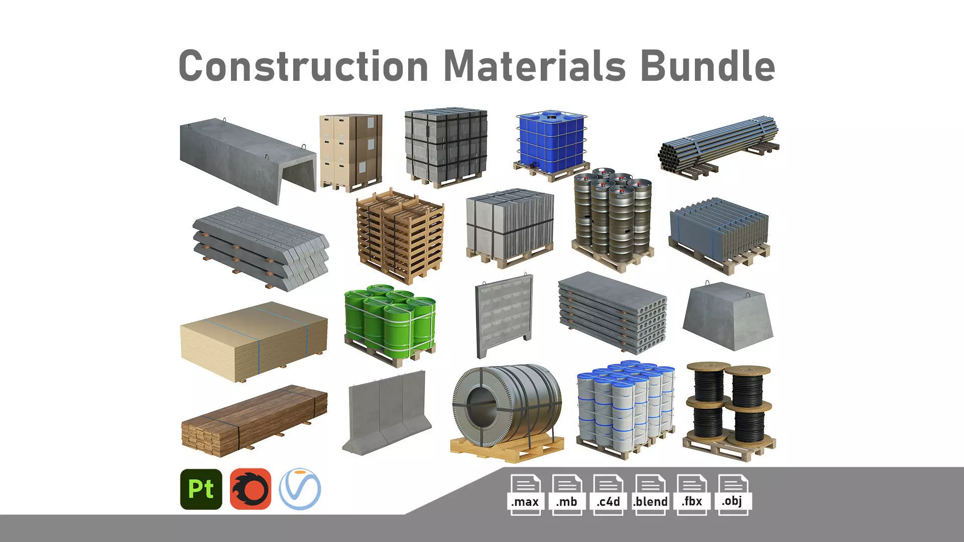 Construction Materials Bundle  3D Model Collection_0