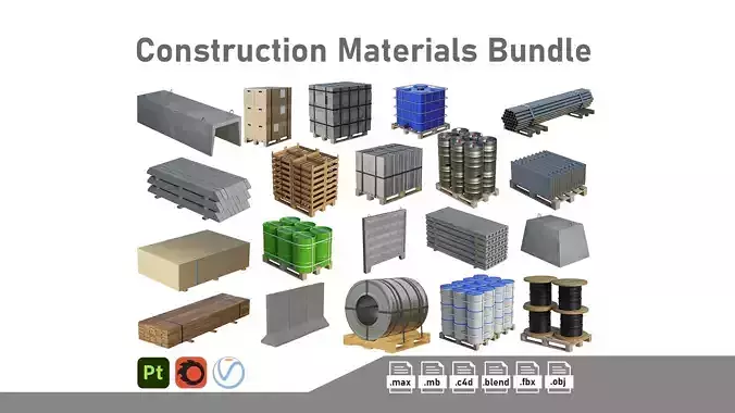 Construction Materials Bundle  3D Model Collection