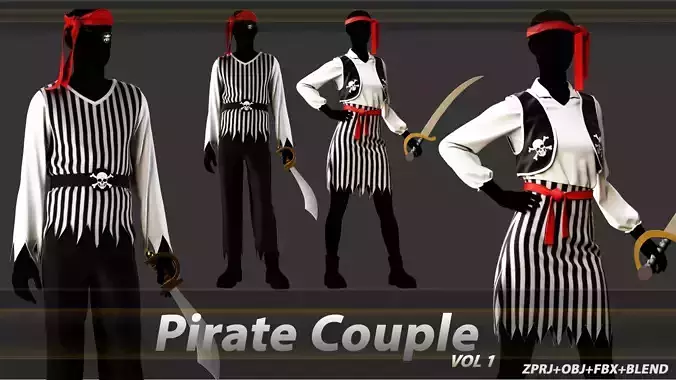 Pirate Couple with Swords