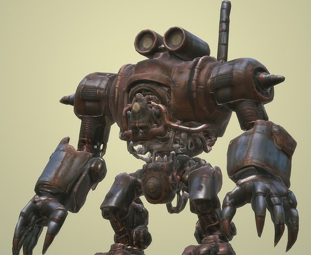 Game-Ready Steampunk Robot Dieselpunk 1 Low-poly 3D model Low-poly 3D model